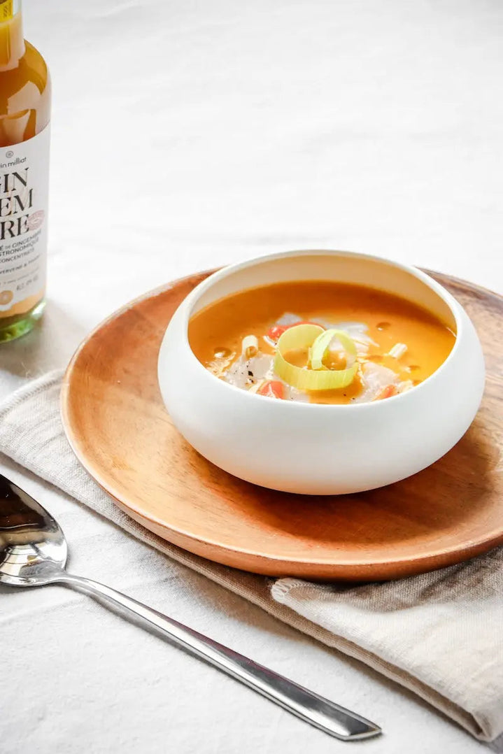 Le-velouté-de-courge-amp-Saint-Jacques-au-gingembre Alain Milliat