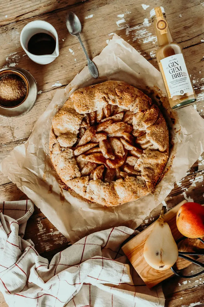 Une tarte chaleureuse mêlant douceur de la poire et puissance du gingembre