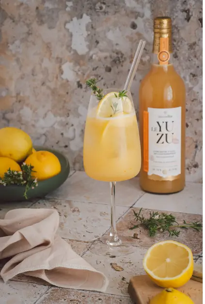 Virgin Mia Spritz - cocktail sans alcool avec le Yuzu Alain Milliat